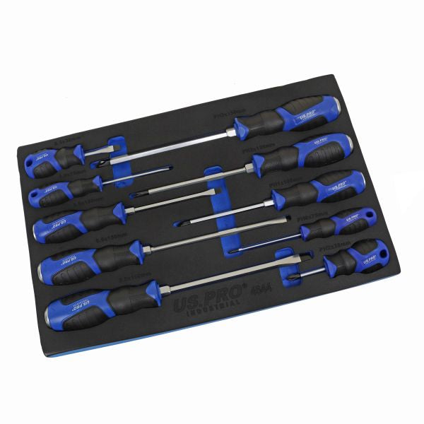 US PRO Industrial 4544 10 Piece Premium Screwdriver Set Phillips & Slotted