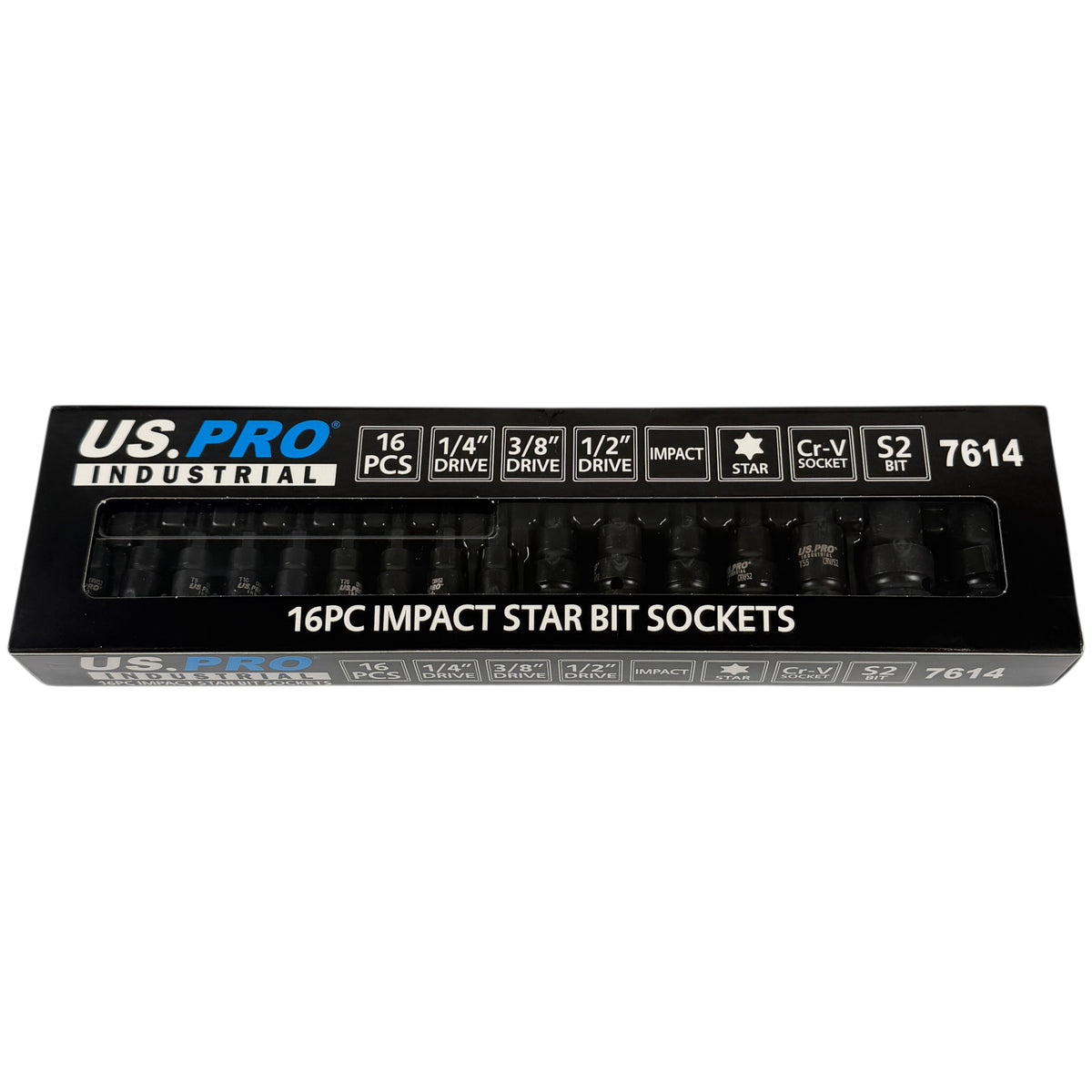 US PRO INDUSTRIAL 7614 16 Piece Impact Star Bit Socket Set 1/4" 3/8" 1/2" Drive