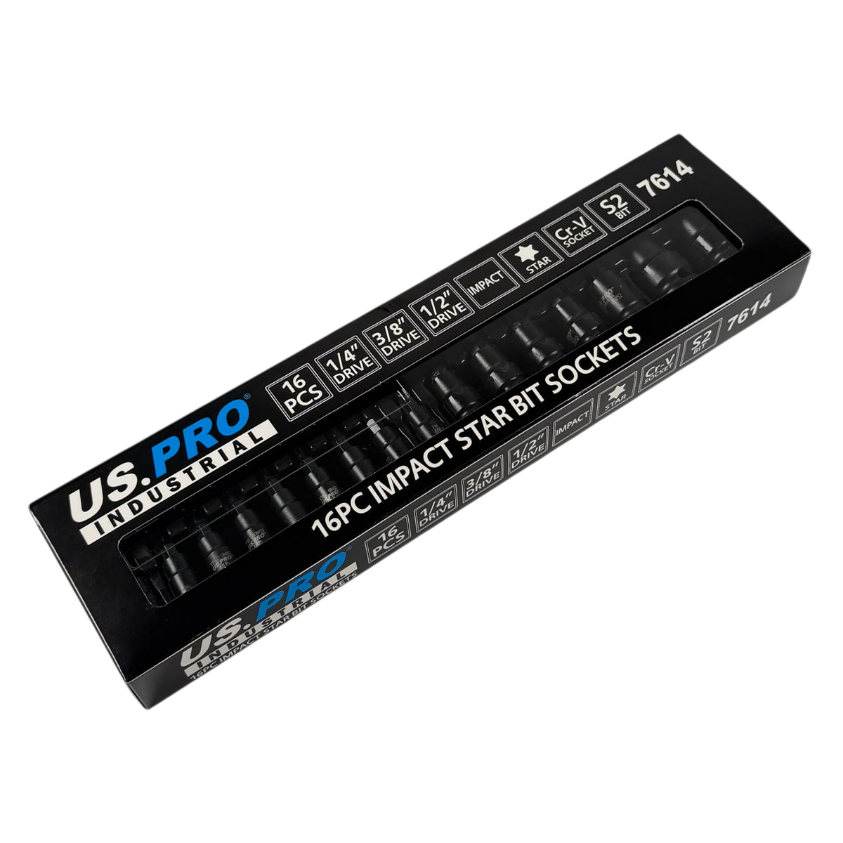 US PRO INDUSTRIAL 7614 16 Piece Impact Star Bit Socket Set 1/4" 3/8" 1/2" Drive
