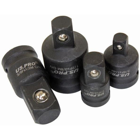 US PRO 3504 4 Piece Impact Adaptor Set 1/4" 3/8" 1/2" Step Up/Down Reducer