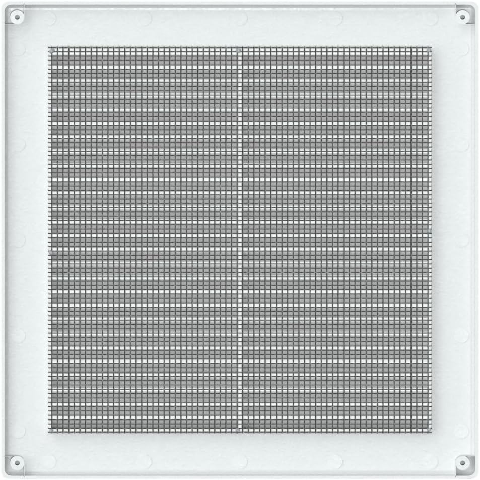 Awenta white plastic air vent grille, reverse view showing insect mesh.