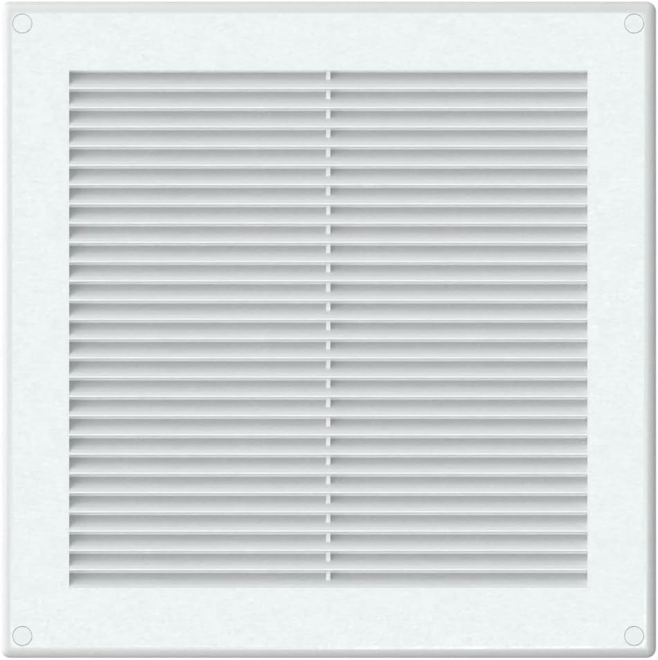 Awenta white plastic air vent grille with insect mesh, 300 x 300mm.
