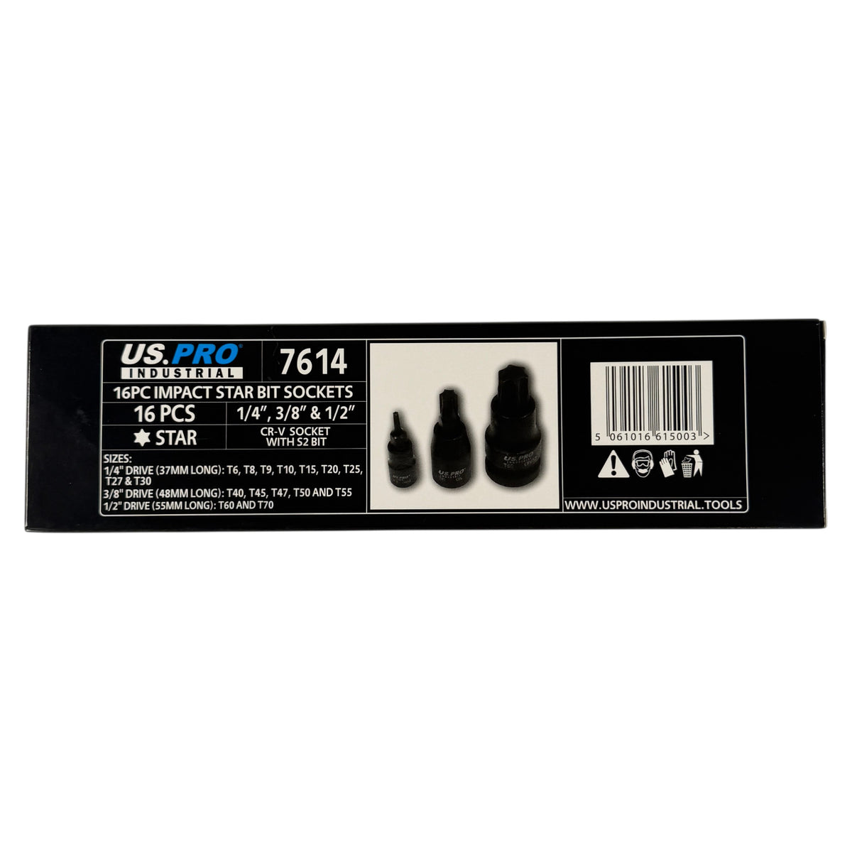 US PRO INDUSTRIAL 7614 16 Piece Impact Star Bit Socket Set 1/4" 3/8" 1/2" Drive